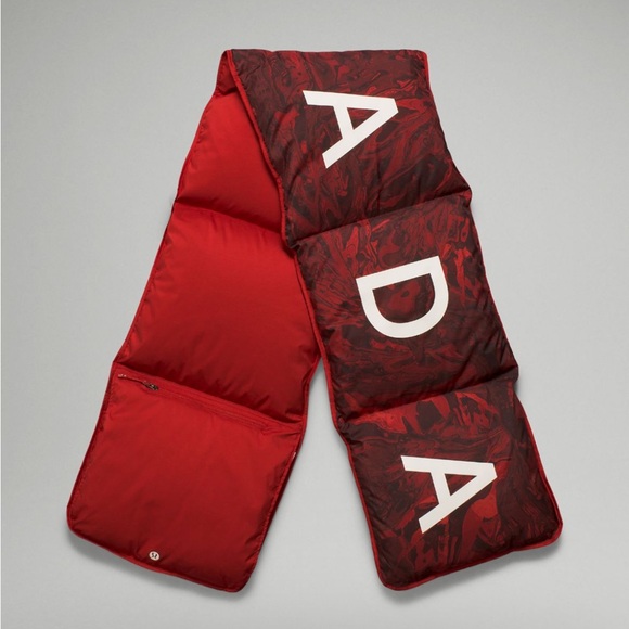 Lululemon x Team Canada Down Filled Insulated Quilted Scarf * Red Marble - Picture 1 of 8